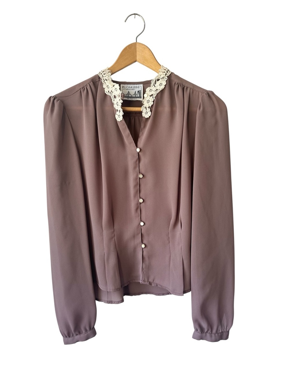 Rag O Muffins Vintage Blouse Cream Lace Collar